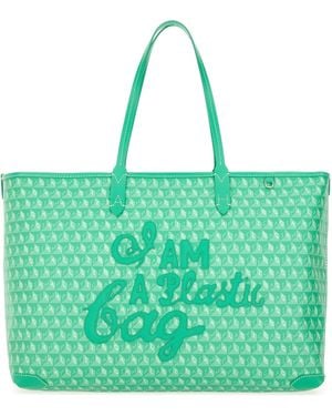 Anya Hindmarch I Am A Plastic Bag Zipped Motif Tote - Green