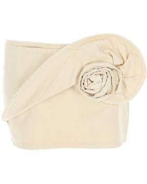 Magda Butrym Strapless Floral Applique Crop Top - Natural