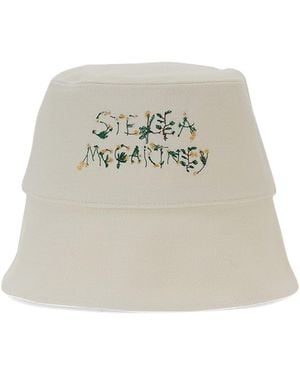 Stella McCartney CAPPELLO BUCKET CON LOGO IN COTONE - Bianco