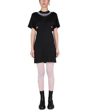 Givenchy Chain Accent Crewneck Short Sleeve Dress - Black