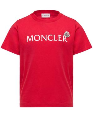 Moncler Boys Logo Cotton T-Shirt - Red