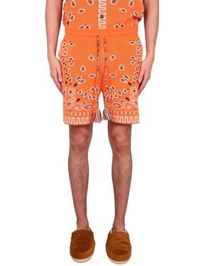 Alanui Bermuda Con Stampa Bandana - Arancione