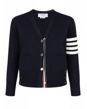 Thom Browne Cardigan Con Scollo A V - Blue
