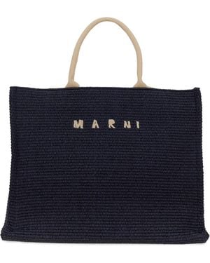 Marni Borsa Shopping Con Logo - Blu