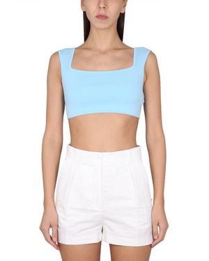 Max Mara Cropped Fit Top, Cotton Tops - Blue