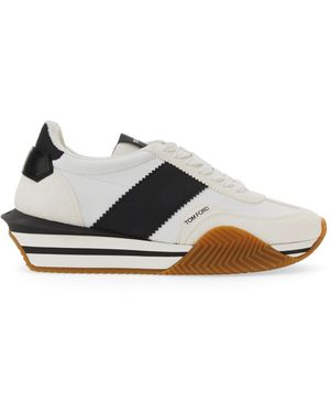 Tom Ford James Panelled Leather Low-top Trainers - White