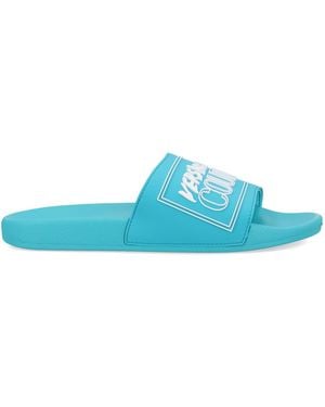 Versace Jeans Couture Slides With Logo - Blue