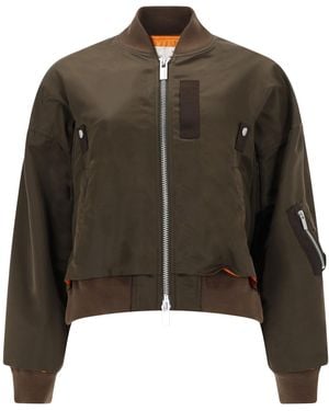 Sacai Cropped Bomber Jacket - Green
