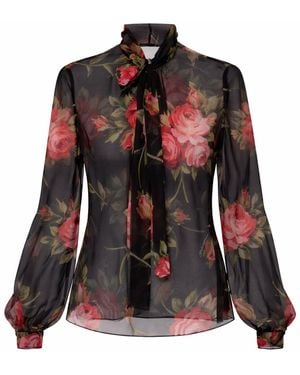 Dolce & Gabbana Rose Bouquet Print Top - Black