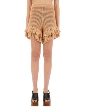 Chloé Chloã Crochet Knit Mini Shorts - Natural