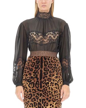 Dolce & Gabbana Elegant Turtleneck Blouse - Black