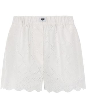 MSGM Shorts Con Motivo Traforato - White