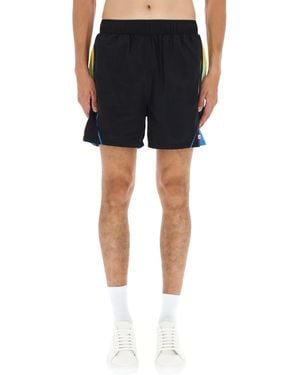 CASABLANCA Sporty Shorts With Colorful Accent Panels - Black