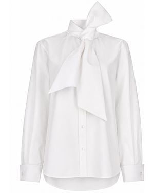 Saint Laurent Camicia Con Collo Lavallière - White