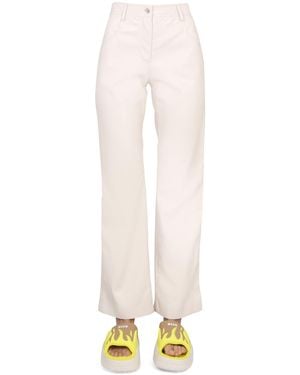 MSGM Straight-Leg High Waist Trousers - White