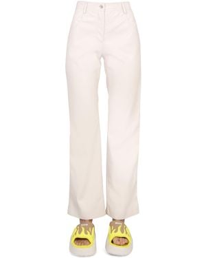 MSGM Straight-Leg High Waist Pants - White