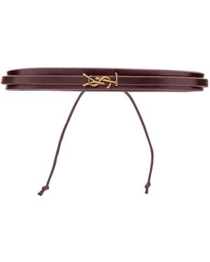 Saint Laurent Bracciale Con Logo "Cassandre" - Brown