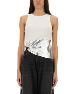 Rabanne Ribbed Top With Piercing Applique - White