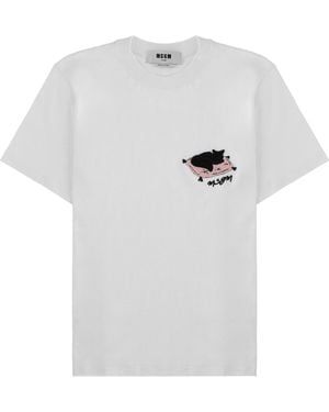 MSGM T-Shirt Con Ricamo - White