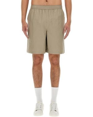 Fred Perry Cotton Bermuda Shorts - Natural