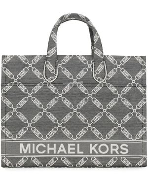 MICHAEL Michael Kors Large Gigi Logo Jacquard Tote Bag - Grey