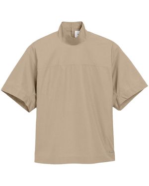 Ami Paris Cotton Top With Raised Collar - Natural