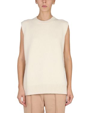 Jil Sander Relaxed Fit Crew-Neck Wool Vest - White