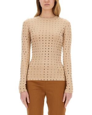Sportmax Embellished Crew Neck Top - Natural
