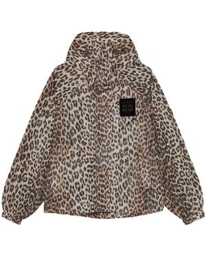 Ganni Leopard Print Jacket - Brown