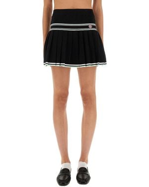 CASABLANCA Pleated Viscose Miniskirt - Black