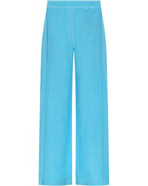 120% Lino Pantalone Ampio - Blue