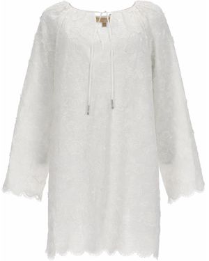 MICHAEL Michael Kors Floral Embroidered Cotton Voile Dress - White
