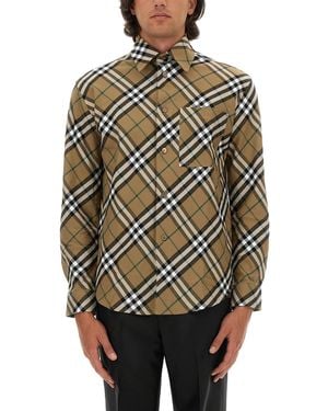 Burberry Classic Check Button-Up Shirt For - Gray