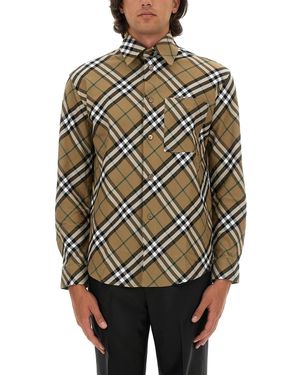 Burberry Classic Check Button-Up Shirt For - Grey