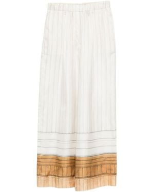Alysi Striped Pants - White