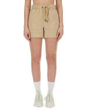 Moncler Bermuda With Logo - Natural