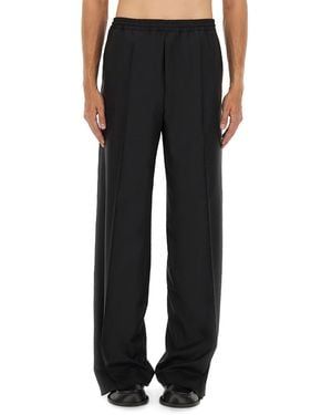 Moschino Wool Canvas Trousers Virgin Trousers - Black