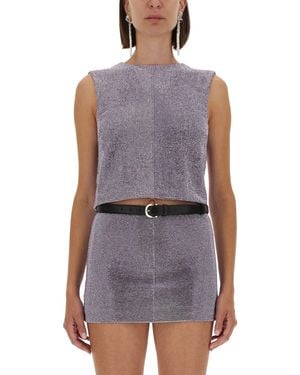 Self-Portrait Metal Mesh Top - Purple
