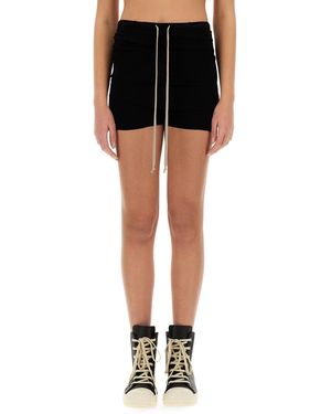 Rick Owens Elastic Waist Mini Shorts - Black