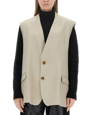 MM6 by Maison Margiela Single-Breasted Vest - Natural