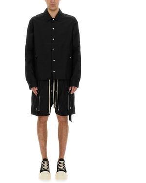 Rick Owens Buttoned Jacket With Design - Black