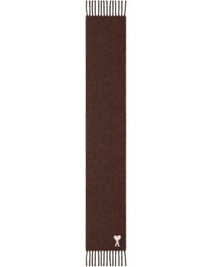 Ami Paris Sciarpa Con Logo - Brown