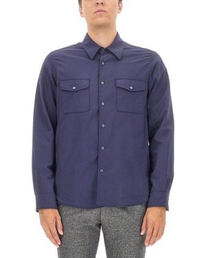 Aspesi Double Chest Pocket Regular Fit Shirt - Blue