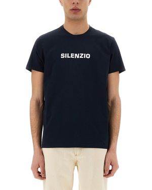 Aspesi T-SHIRT "SILENZIO" IN JERSEY DI COTONE CON STAMPA - Blu