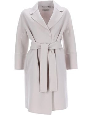 Max Mara Wool Coat With Belt - White