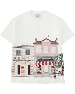 Fendi T-Shirt Con Stampa Grafica - White