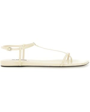 Jil Sander Leather Sandals With Ankle Strap - White