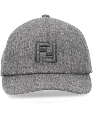 Fendi Wool And Cashmere Baseball Hat - Grey