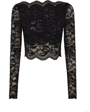 Rabanne Cropped Lace Top - Black