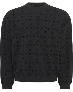 Marine Serre Moonogram Flocked Fleece Relaxed Sweatshirt - Black